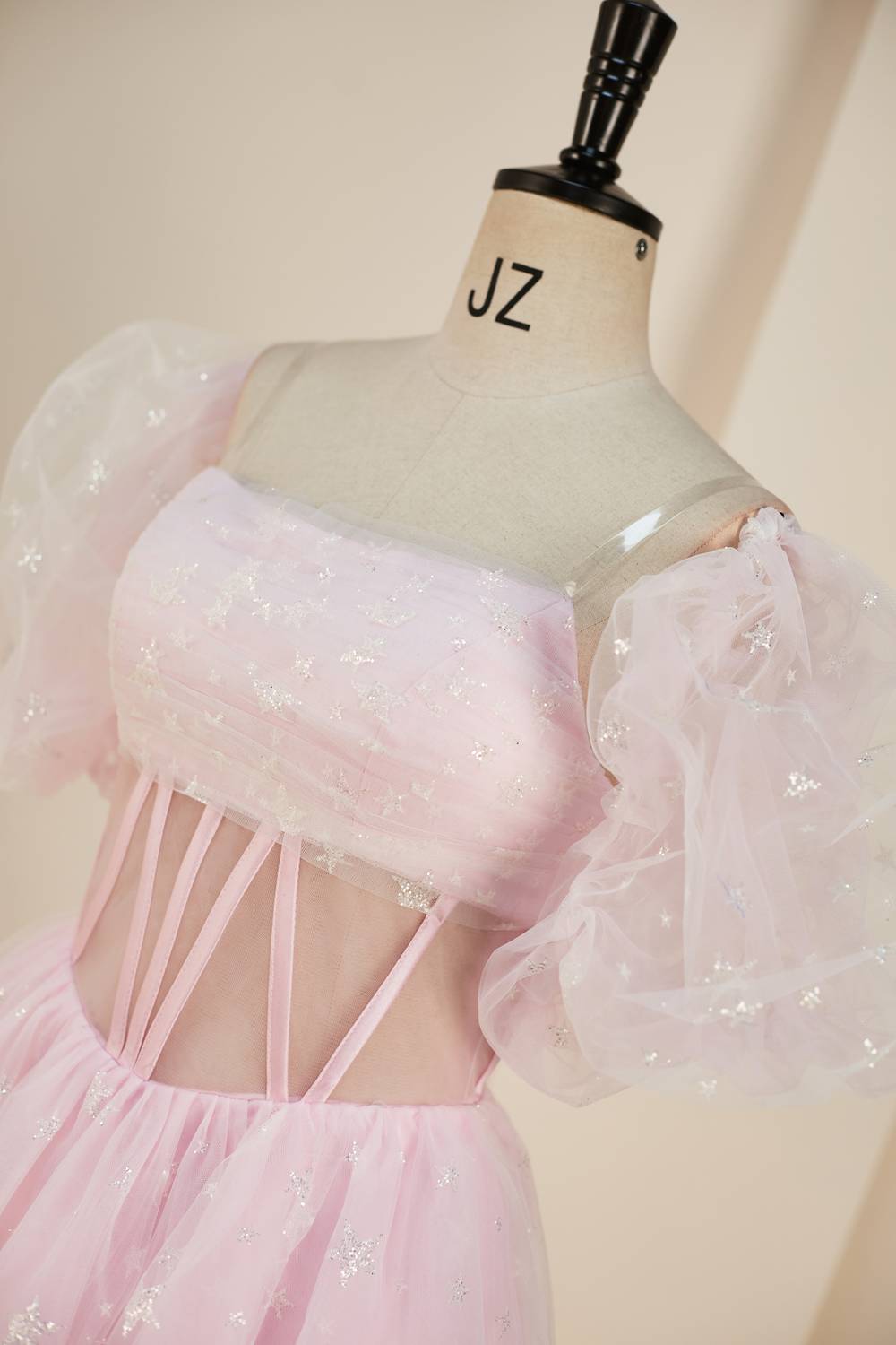 Pink A-line Strapless Homecoming Dress with Detachable Sleeves