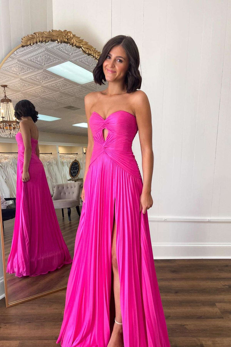 Yellow Sweetheart A-line Pleated Prom Dress with Keyhole