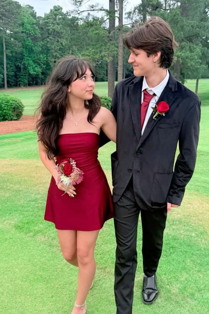 Cute Wine Red Strapless Short Homecoming Dress