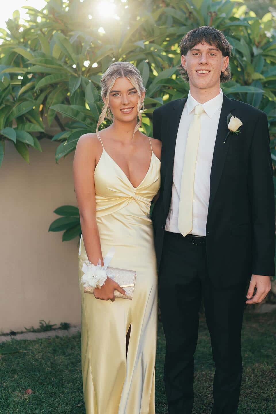 Straps Yellow Twist V Neck Long Party Dress