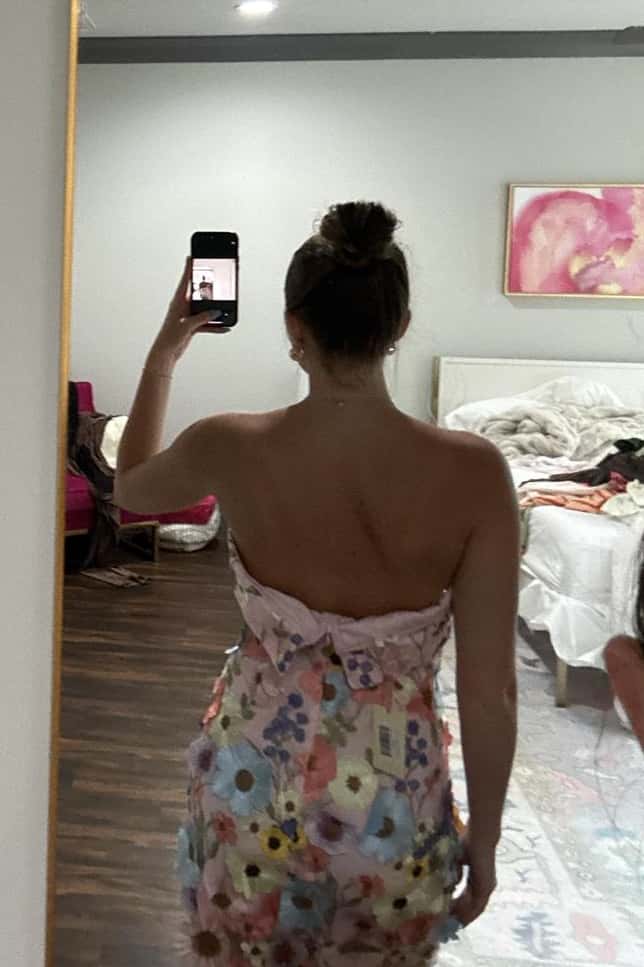 Strapless 3D Floral Fitted Short Dress