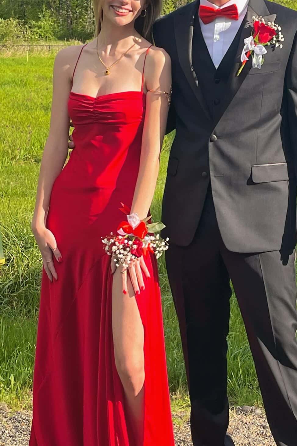 Straps Yellow Satin Fitted Long Party Dress