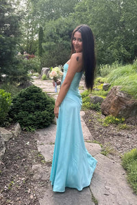 Straps Yellow Satin Fitted Long Party Dress