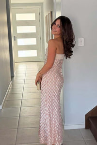 Strapless Pink Teardrop Fitted Party Dress