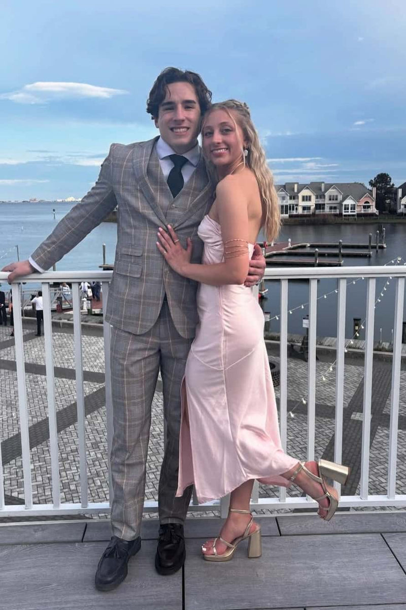 Pink Halter Soft Satin Maxi Dress