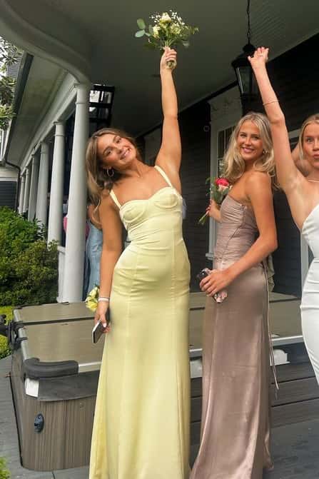 Yellow Straps Fitted Straps Long Dress