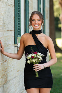 One Shoulder Yellow Tight Short Dress