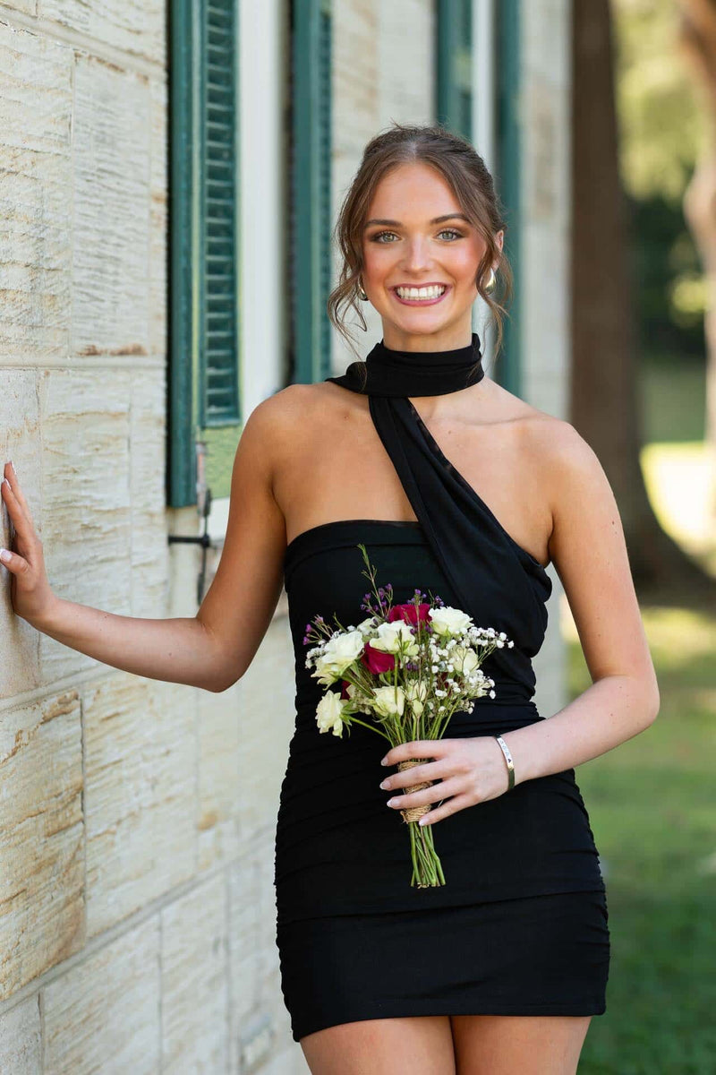 One Shoulder Yellow Tight Short Dress