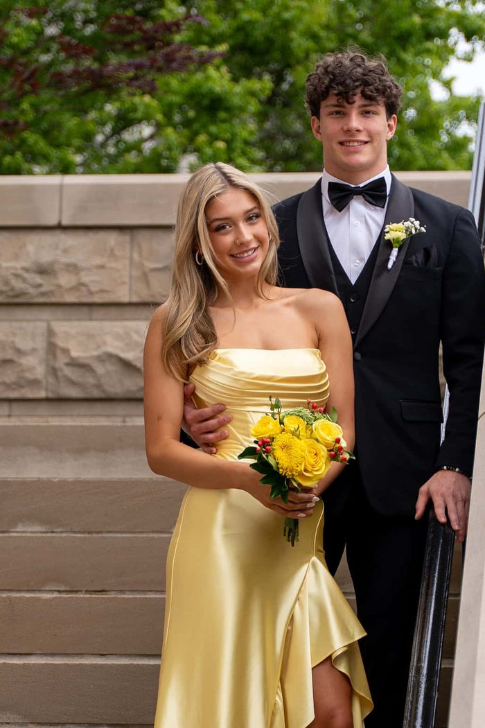 Yellow Cowl Neck Fitted Ruffle Dress