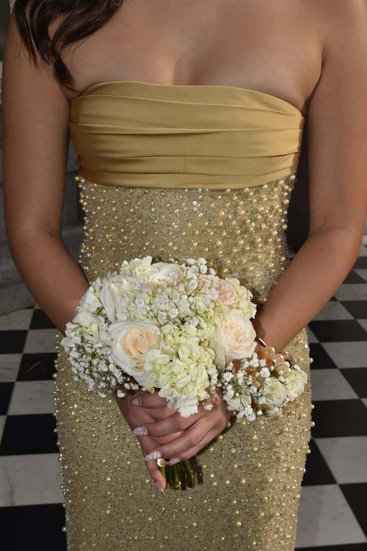 Purple Strapless Pearls Fitted Party Dress