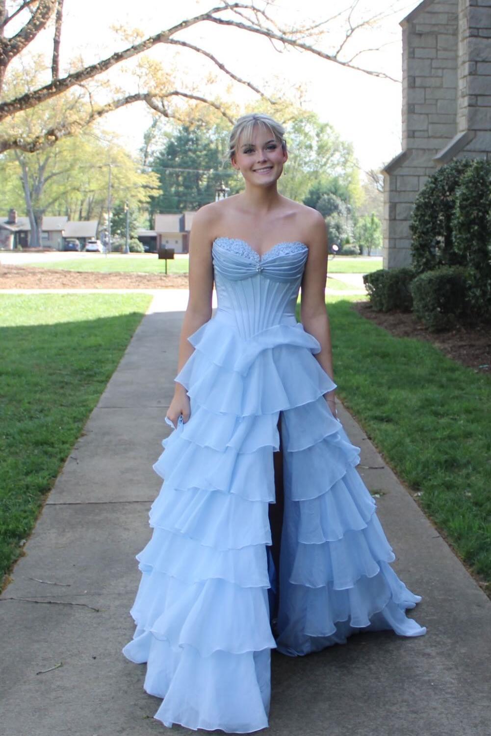 Sweetheart Pink Ruched Corset Ruffle Long Dress