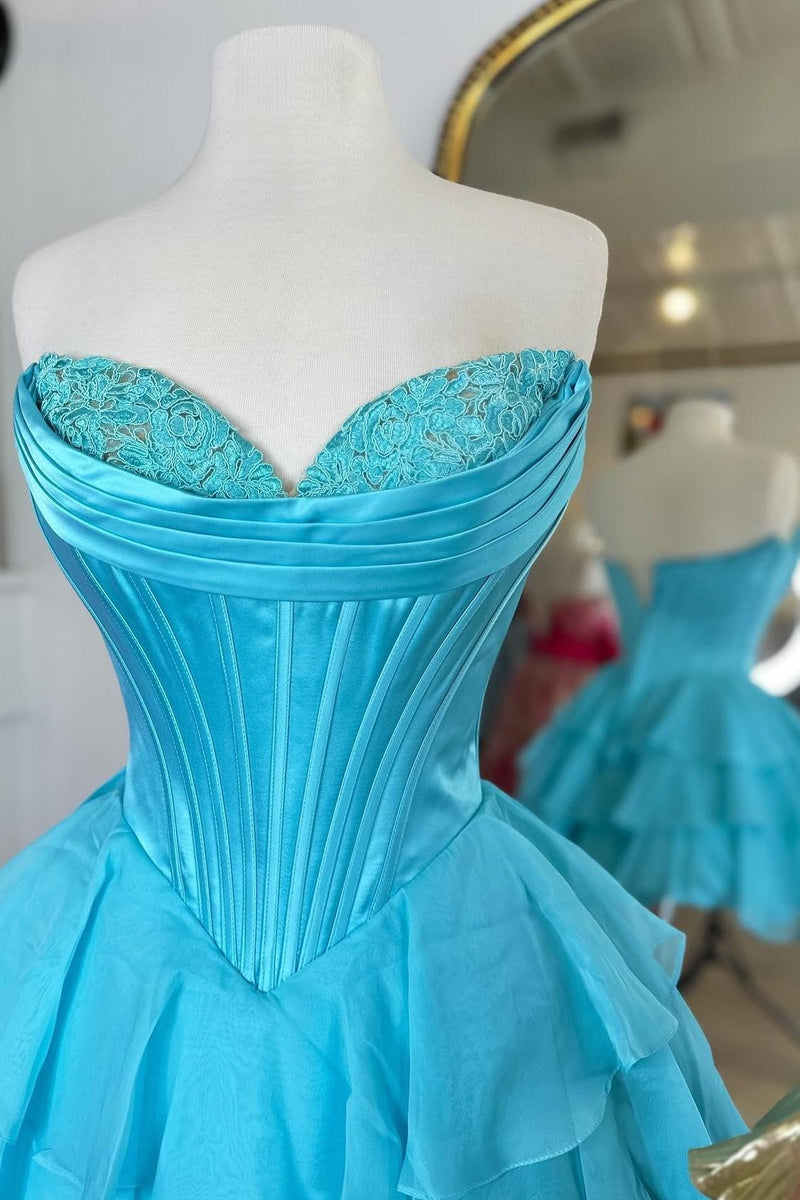 Blush Corset A-line Short Ruffle Dress