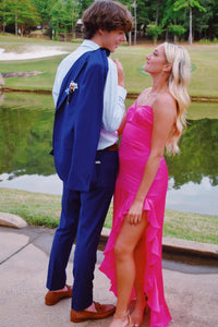 Sweetheart Royal Blue Fitted Frill Dress