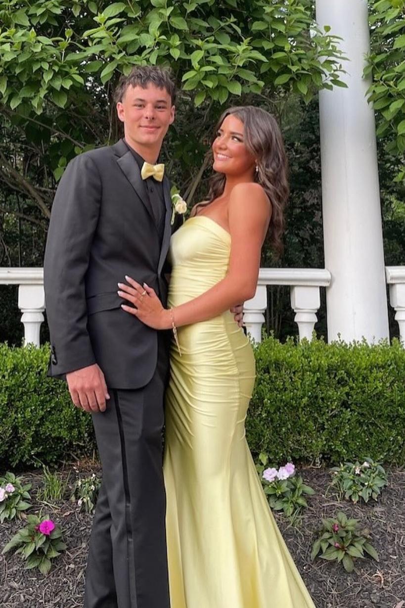 Strapless Pink Mermaid Long Formal Dress