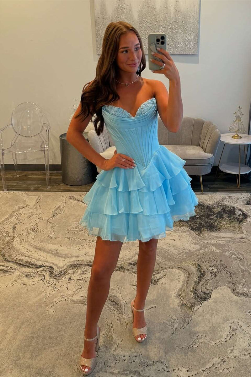 Blush Corset A-line Short Ruffle Dress