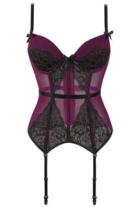 Purple Illusion Lace Straps Bustier Corset Top 