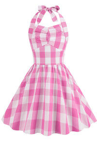 Barbie Pink Halter 1950s Plaid Dress