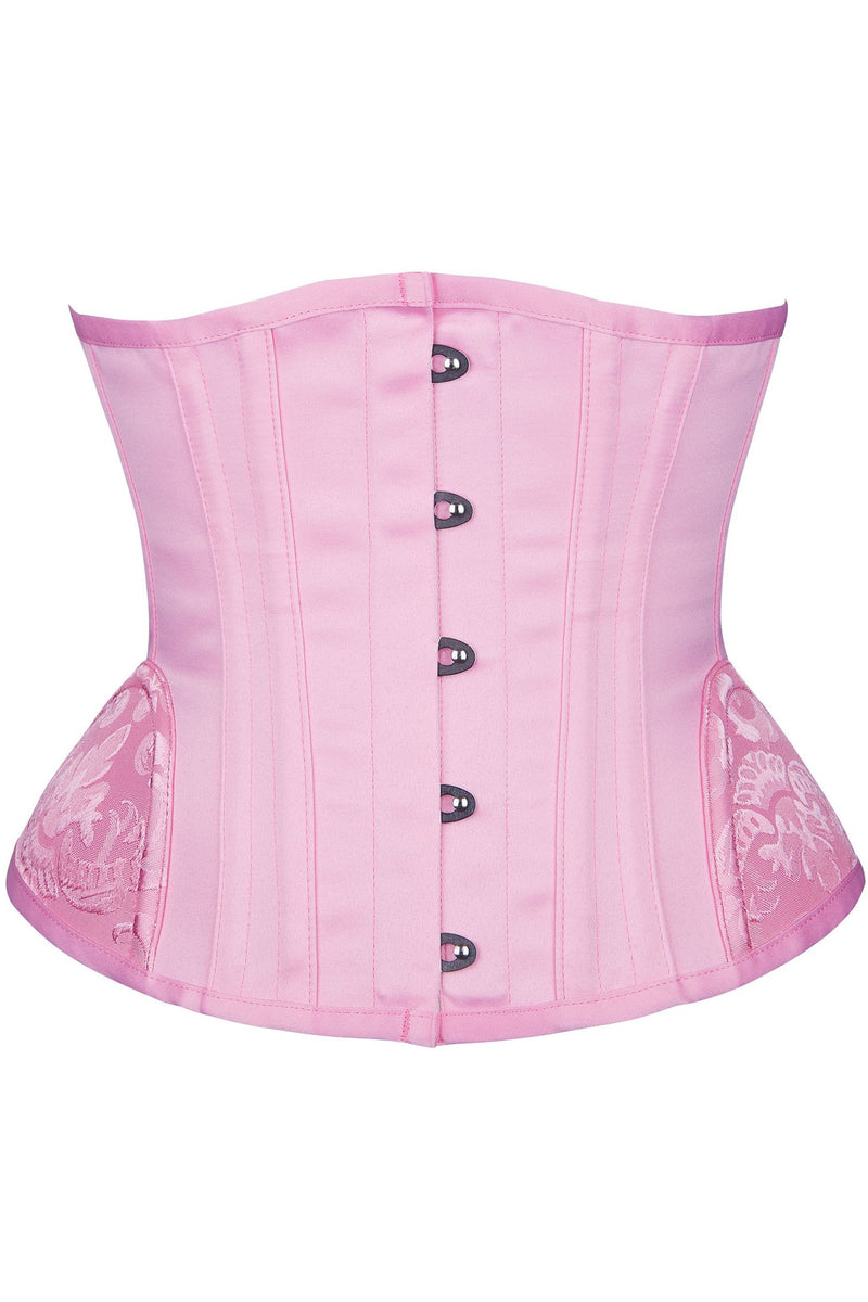 Pink Underbust Corset Steel Boned Waist Trainer