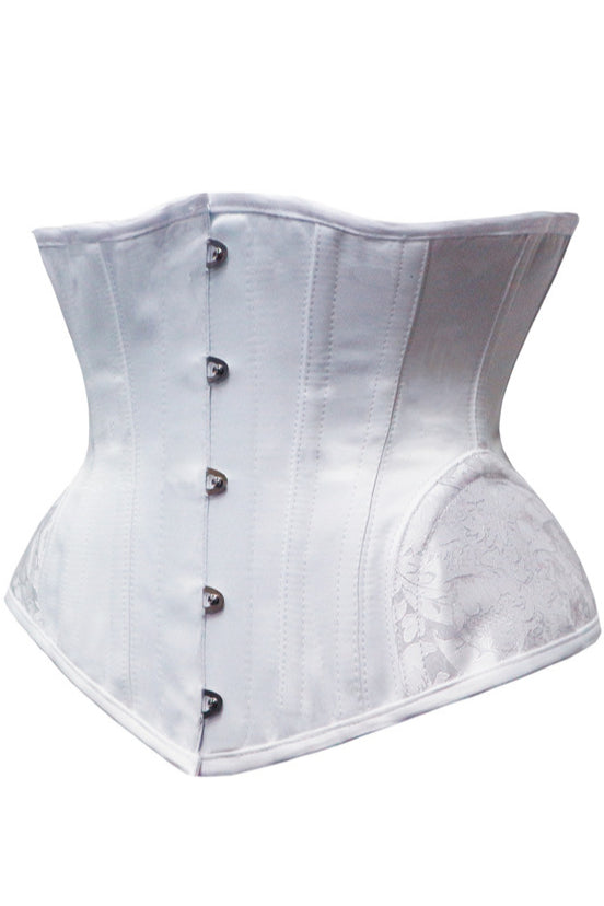 White Underbust Corset Steel Boned Waist Trainer