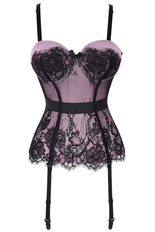 Lavender Eyelash Lace Straps Bustier Corset Top