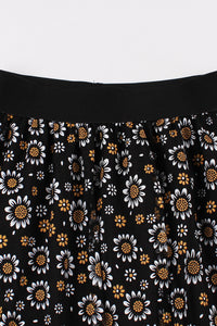 Black Floral A-line Skirt