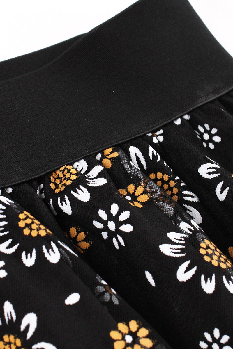 Black Floral A-line Skirt