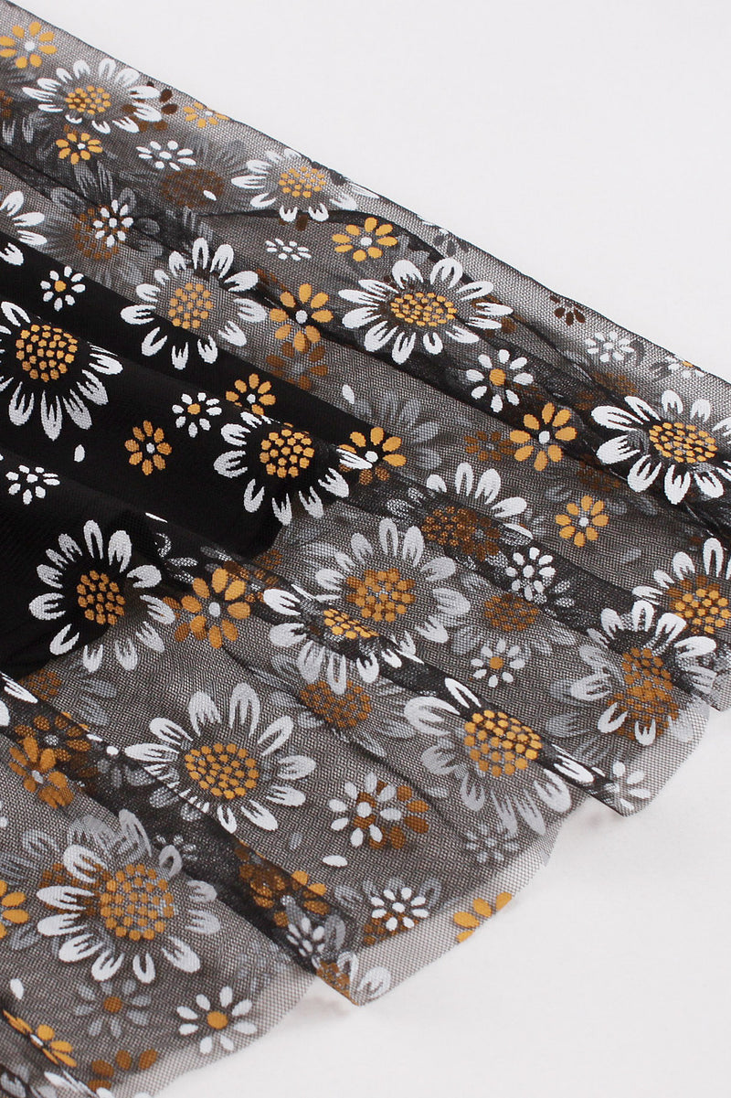 Black Floral A-line Skirt