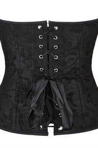 Black Strapless Lace-UP Floral Boned Bustier Corset Top