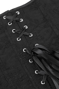 Black Strapless Lace-UP Floral Boned Bustier Corset Top