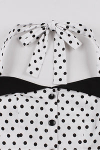 Black Dotted Top Halter A-line Vintage Dress