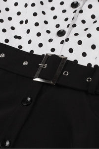 Black Dotted Top Halter A-line Vintage Dress