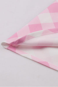 Pink Plaid A-line Folded Neck Slip Vintage Dress