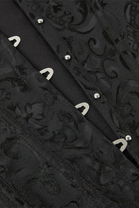 Black Jacquard Strapless Lace-Up Bustier Corset Top