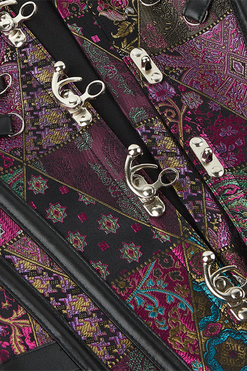 Gothic Purple Strapless Lace-Up Boned Bustier Corset Top