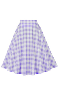 Purple Plaid A-line Skirt