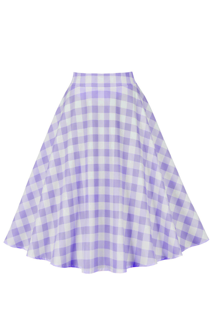Purple Plaid A-line Skirt