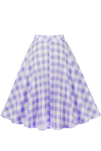 Purple Plaid A-line Skirt