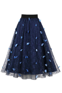 Dark Navy A-line Butterfly Skirt