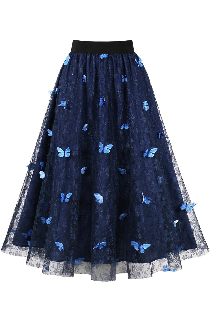 Dark Navy A-line Butterfly Skirt