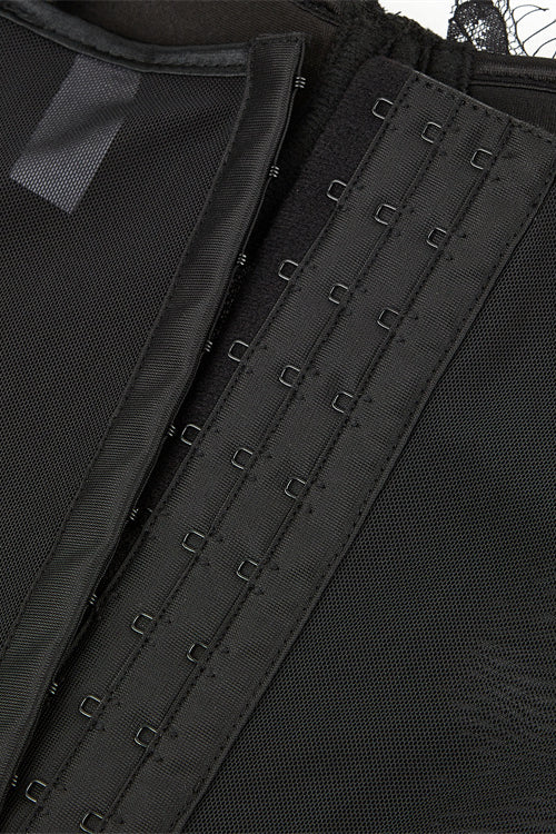 Black Straps Eyelash Lace Sheer Bustier Corset Top