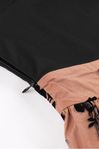 Brown Floral Vinatge Dress with Black Top