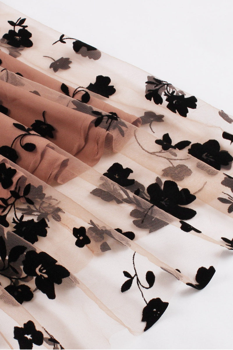 Brown Floral Vinatge Dress with Black Top