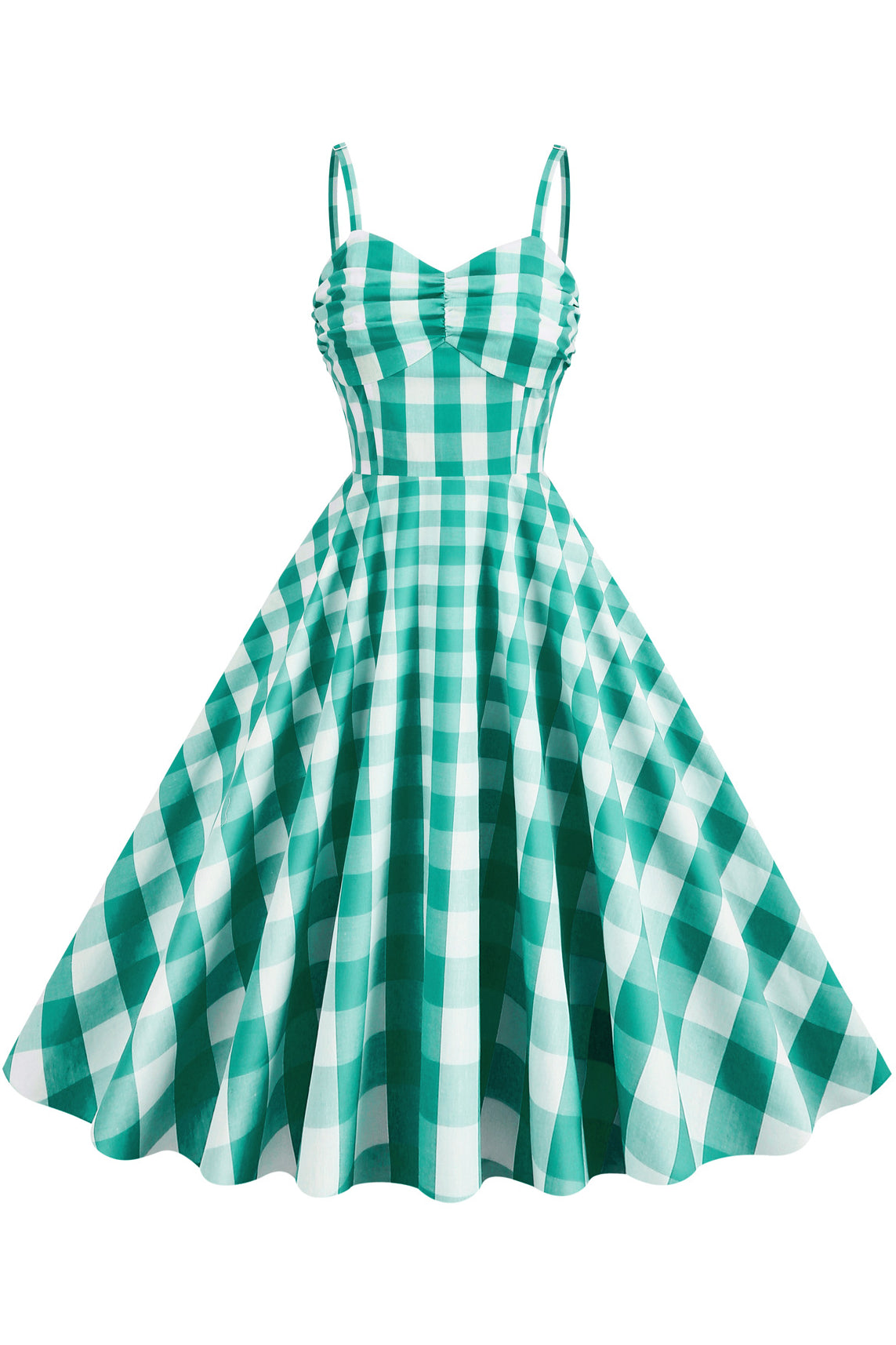 Green Straps Plaid Herbene Dress