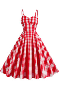 Red Straps Plaid Herbene Dress