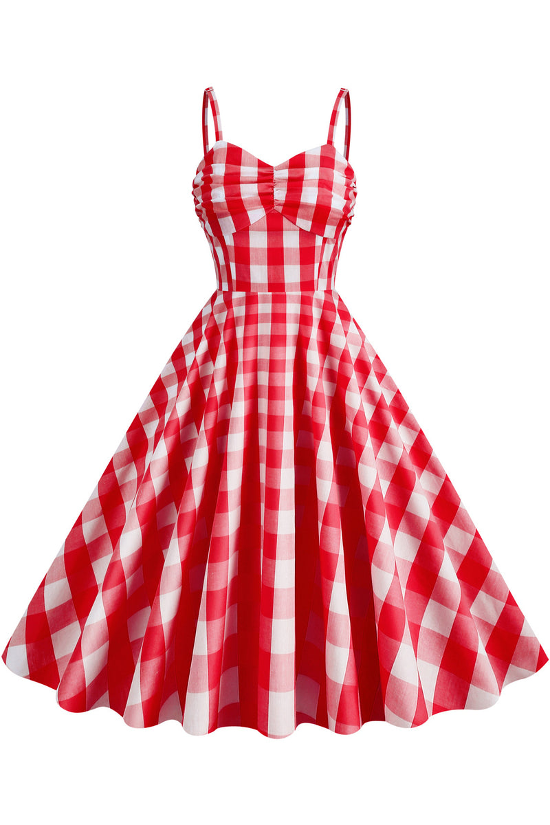 Red Straps Plaid Herbene Dress