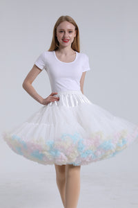 White Tulle Tutu Mini Petticoat with Iridescent Hemline
