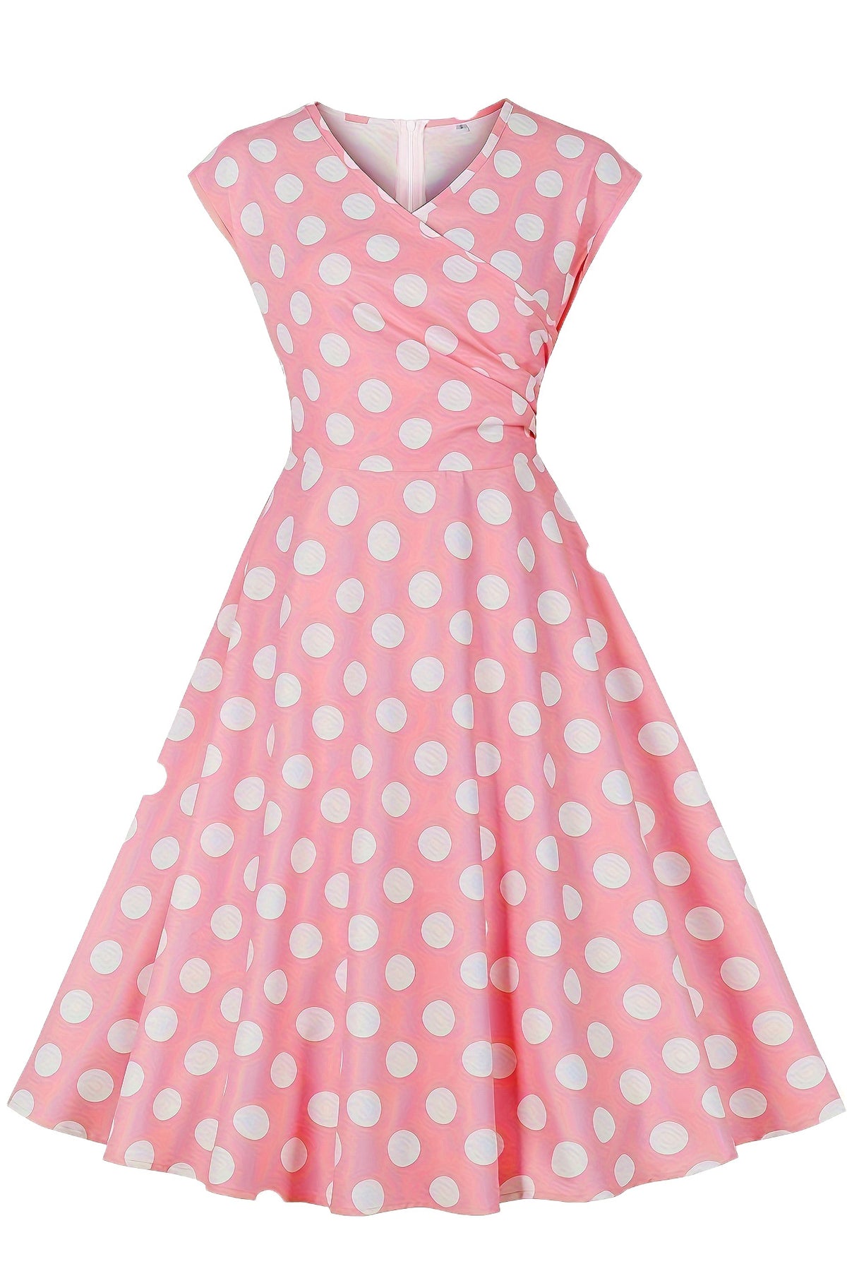 Pink Sleeveless Dot A-line Vintage Dress