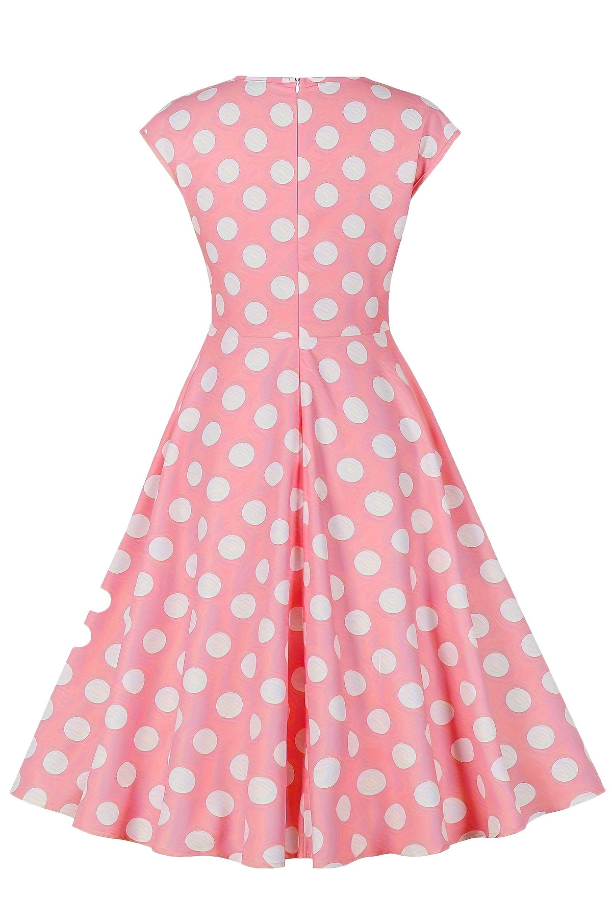 Pink Sleeveless Dot A-line Vintage Dress