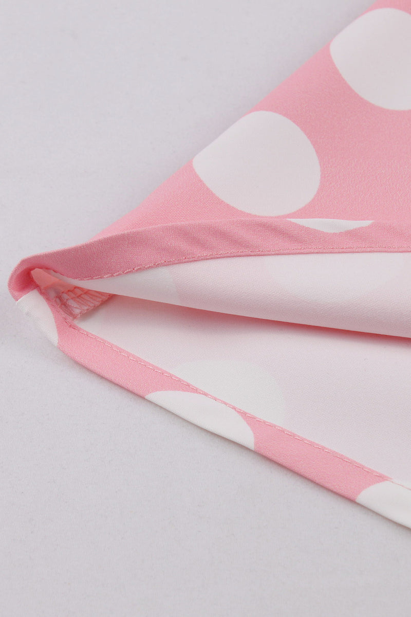 Pink Sleeveless Dot A-line Vintage Dress