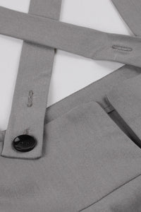 Grey Lace-Up Hi-Low Strappy Vintage Dress